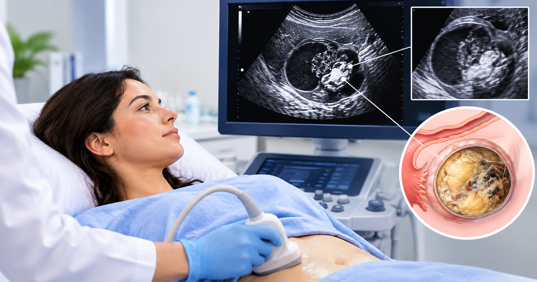 types of ultrasound on ovarian cyst